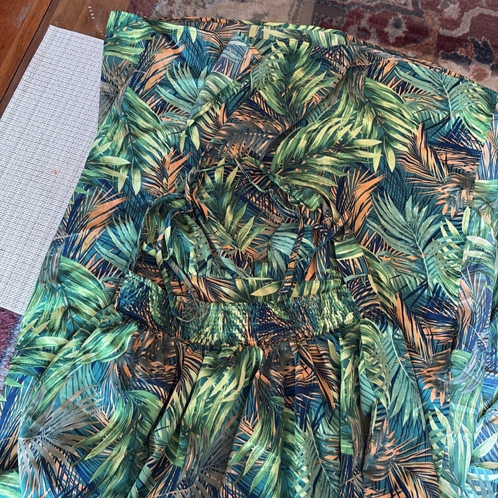 BLUSH & Day  Vacation Nights Tropical Maxi Dress in Green.size S. - Picture 6 of 11